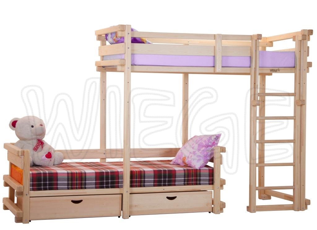 Двухъярусная кровать со смещением высокая